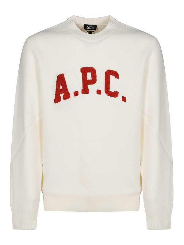 A.P.C.: Strickpullover mit Rundhalsausschnitt - Rundhalspullover - Hellbeige