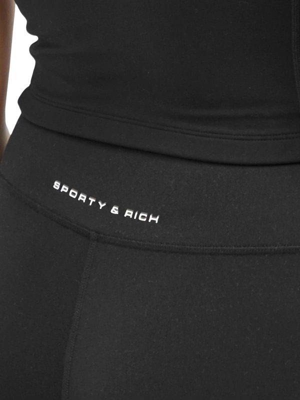 スパッツ・レギンス SPORTY  RICH Women Leggings PA001S405BB BLACK Buy SPORTY & RICH women black logo leggings for $111 online