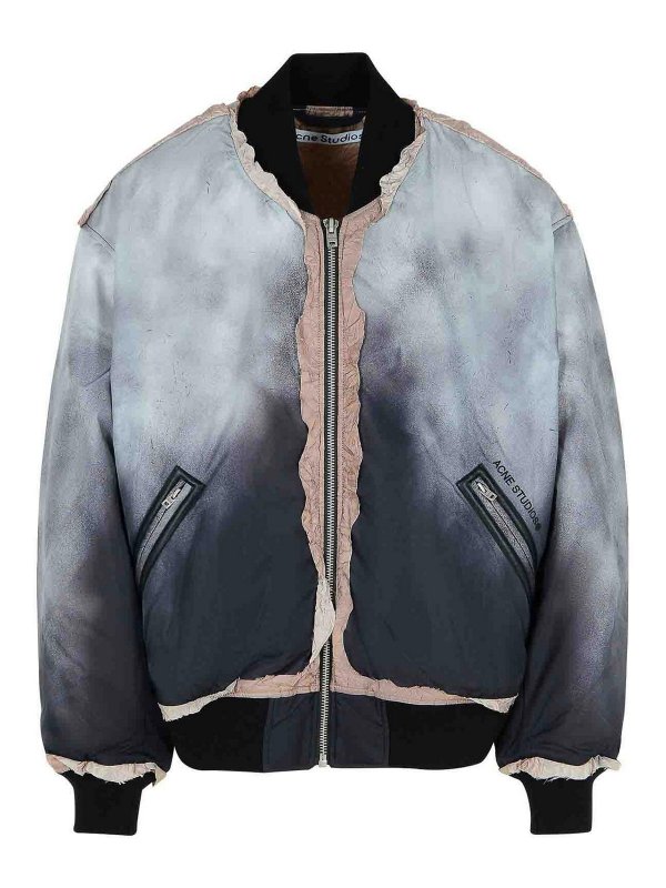 Acne Studios: casual jackets - Over Grey Nylon Bomber Jacket