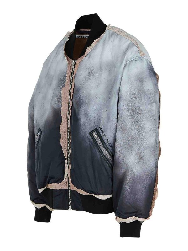 The Best Shops Acne Studios: casual jackets - Over Grey Nylon Bomber Jacket
