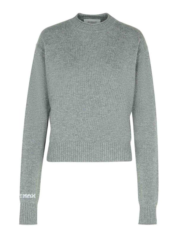 SPORTMAX: Strickpullover mit Rundhalsausschnitt - Rundhalspullover - Grau