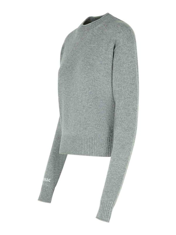 The Best Shops SPORTMAX: Strickpullover mit Rundhalsausschnitt - Rundhalspullover - Grau