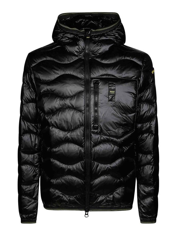 BLAUER: padded jackets - Wave Hooded Down Jacket