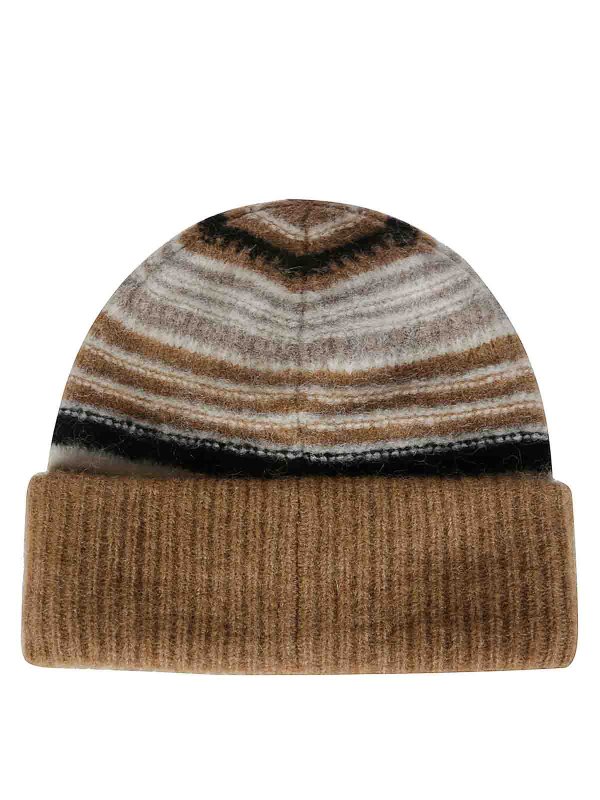 GANNI: hats & caps online - Striped Wool Hat