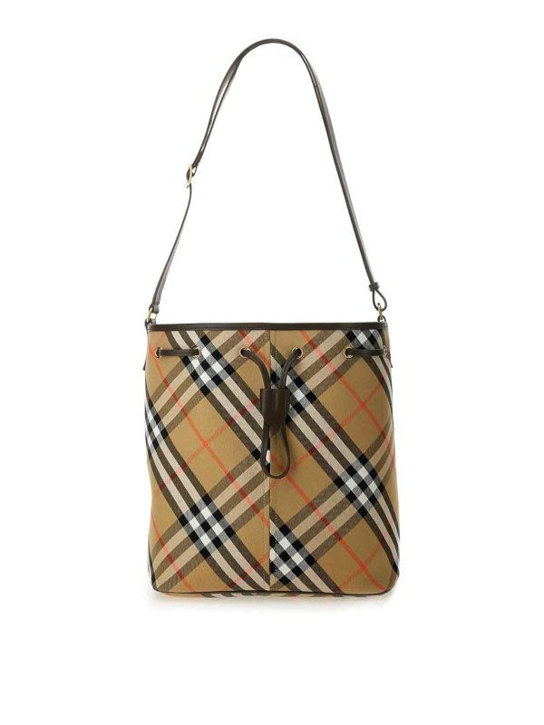 BURBERRY: cross body bags - Check Bucket Bag