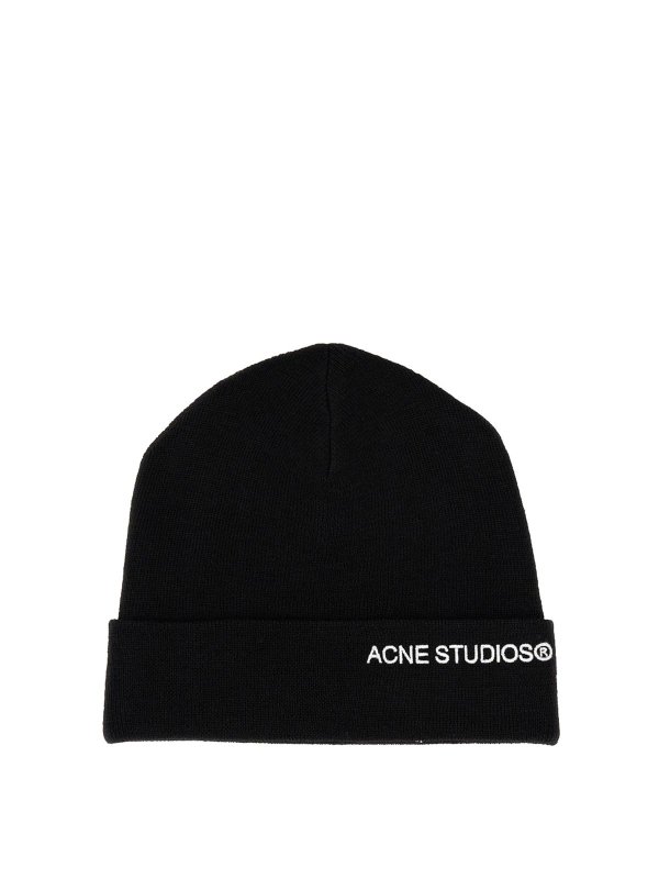 Acne Studios: ニットキャップ - ビーニー帽 - 黒