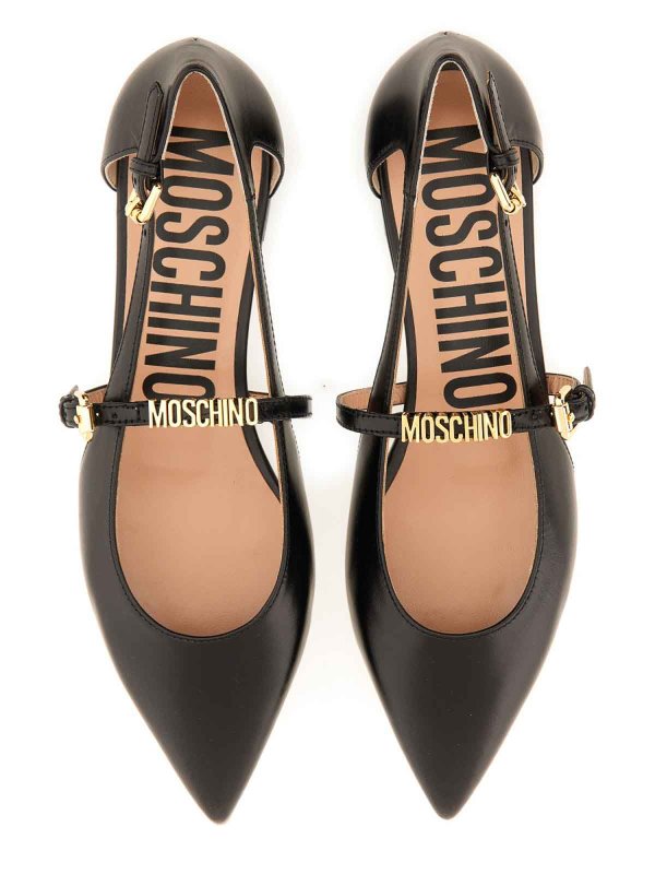 MOSCHINO: flat shoes online - Leather Ballerina