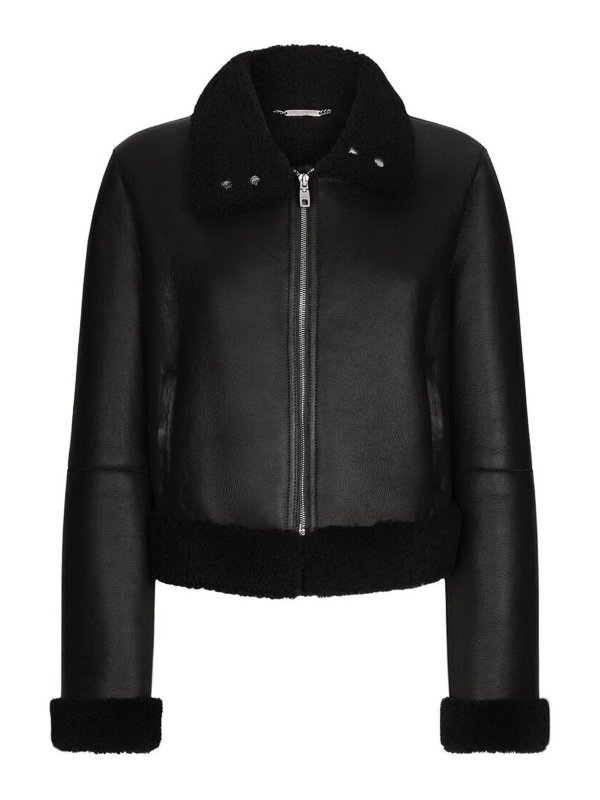 DOLCE & GABBANA: Lederjacken - Lederjacke - Schwarz