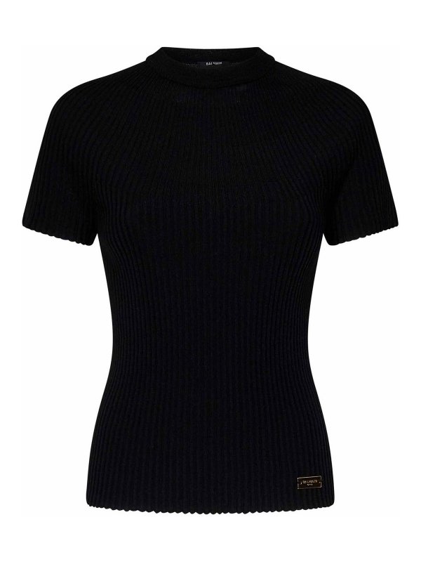 Balmain: crew necks - Extrafine Merino Wool Crewneck Top