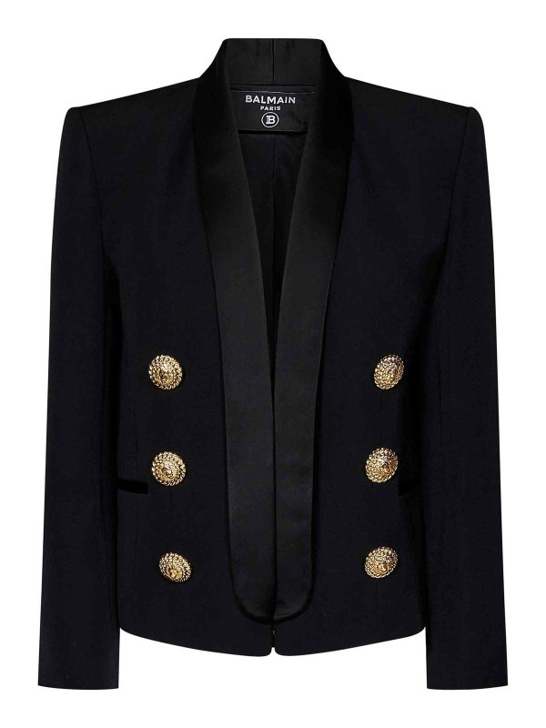 Balmain: casual jackets - Virgin Wool Edge-To-Edge Jacket