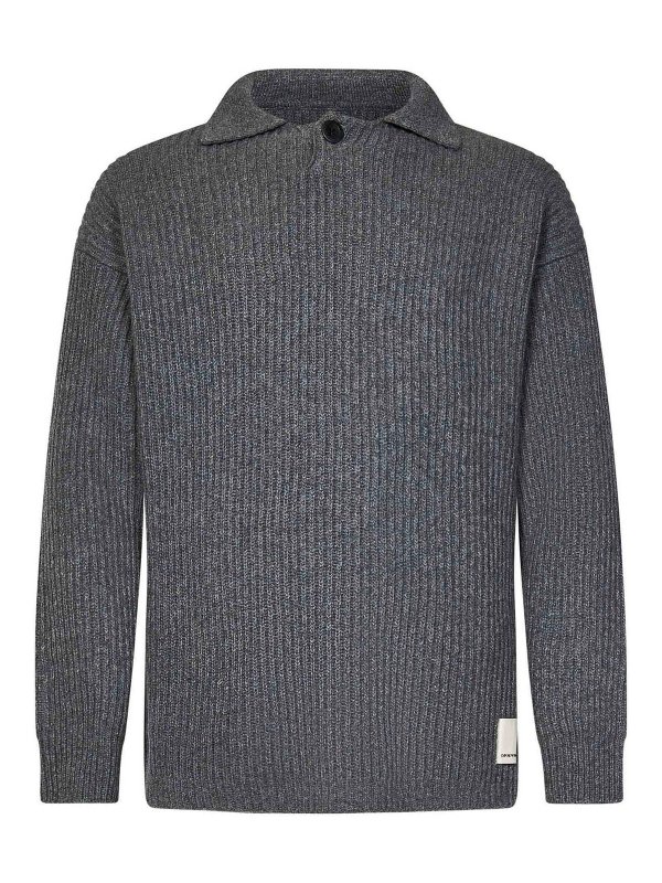 EMPORIO ARMANI: Strickpullover mit Rundhalsausschnitt - Rundhalspullover - Grau