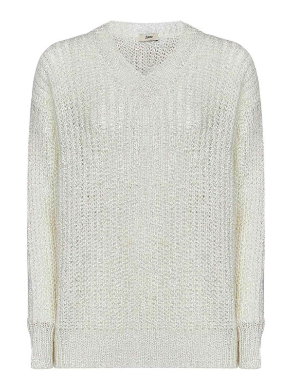 HERNO: crew necks - Alpaca Blend Knit V-Neck Sweater