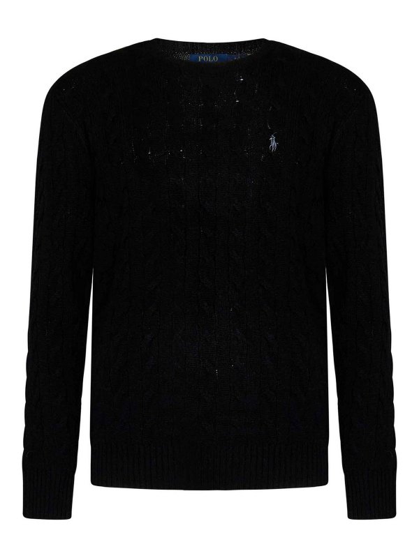 POLO RALPH LAUREN: crew necks - Black Crew-Neck Pullover
