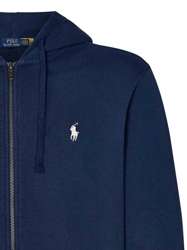 The Best Shops POLO RALPH LAUREN: Sweatshirts & Sweaters - Navy Blue Cotton Zip-Up Hoodie