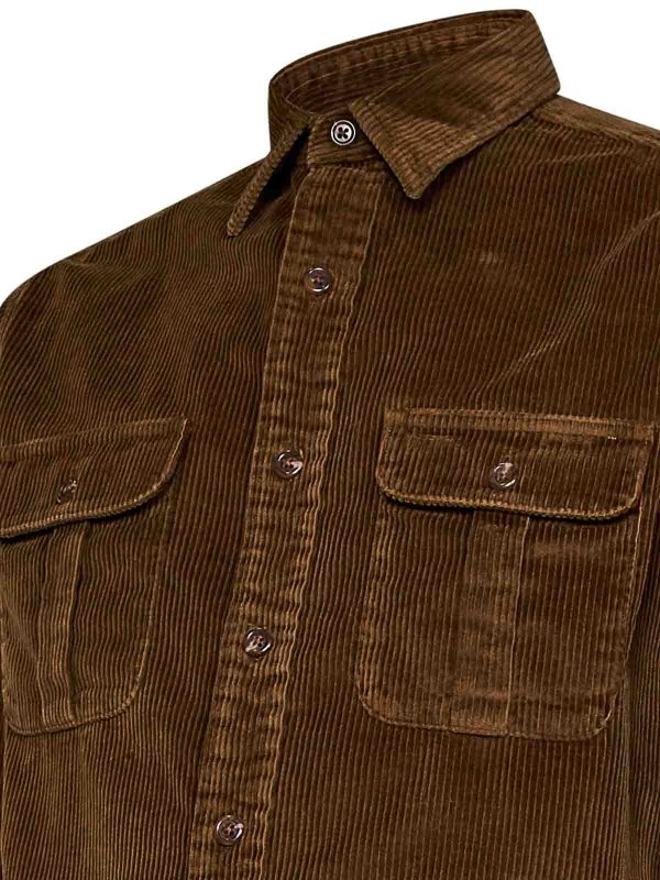 The Best Shops POLO RALPH LAUREN: shirts - Brown Cotton Corduroy Long-Sleeved Shirt