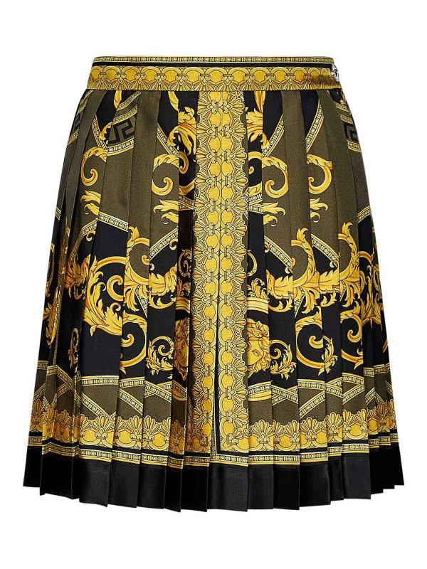 VERSACE: ミニスカート - 膝丈/ミディスカート - 黒