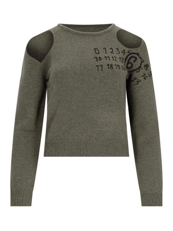 MM6 MAISON MARGIELA: U-Boot-Ausschnitt - U-Boot-Pullover - Grün