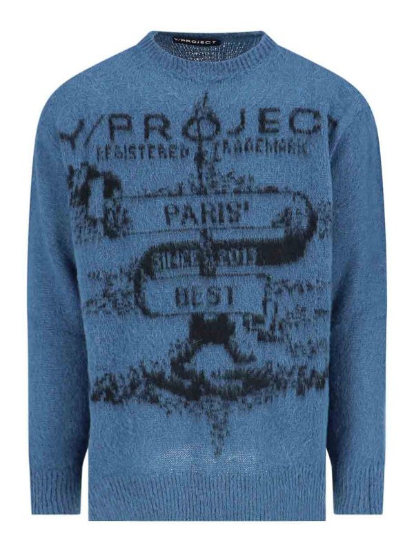 Y/PROJECT: U-Boot-Ausschnitt - U-Boot-Pullover - Blau