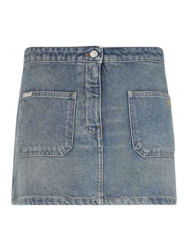 Courreges: Knee length skirts & Midi - Mini Denim Skirt