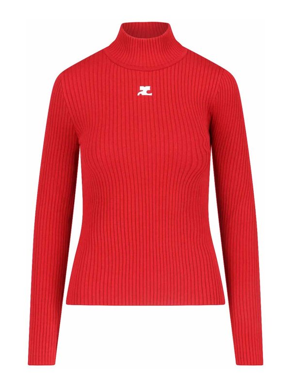 Courreges: Col roulé & Col polo - Pull Col Roulé - Rouge