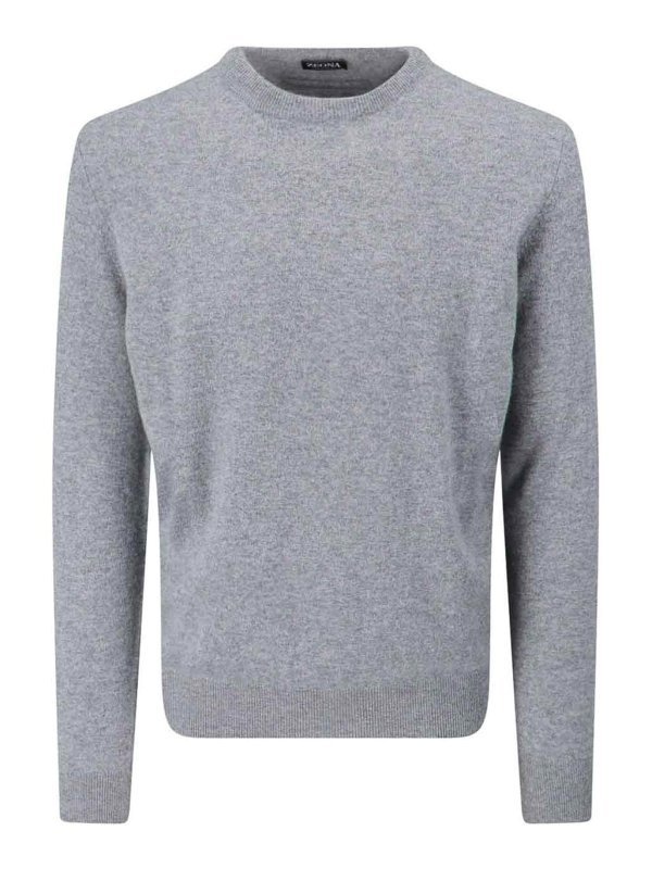 Z ZEGNA: Escotes barcos - Suéter Con Escote Barco - Gris