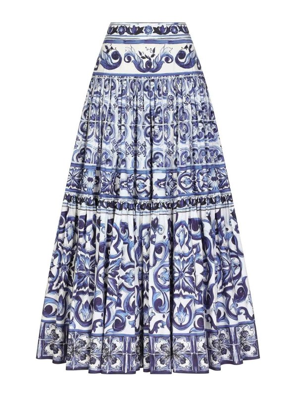 DOLCE & GABBANA: ロングシャツ - ロングスカート - ブルー