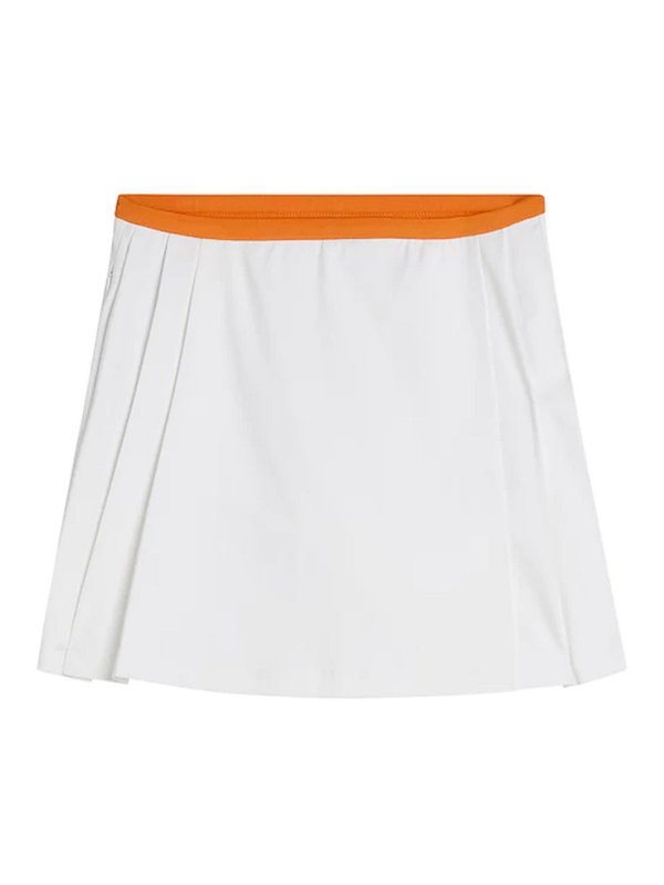 LINDBERG: Knee length skirts & Midi - White/ Orange Sierra Pleat Skirt