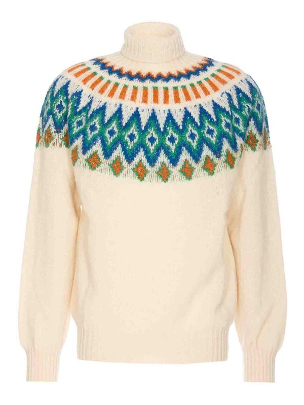 HOWLIN: Strickpullover mit Rundhalsausschnitt - Rundhalspullover - Weiß