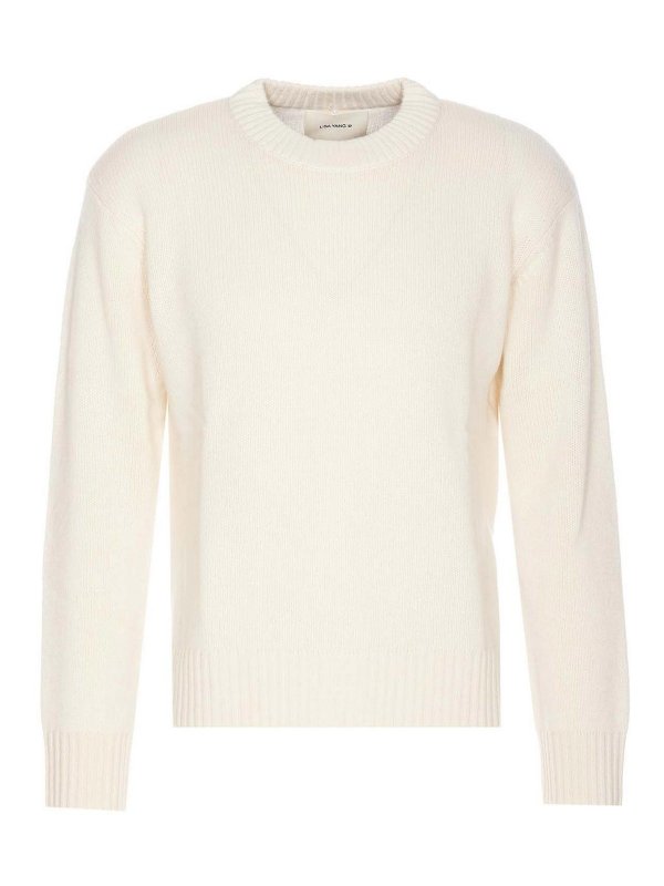 LISA YANG: Strickpullover mit Rundhalsausschnitt - Rundhalspullover - Weiß