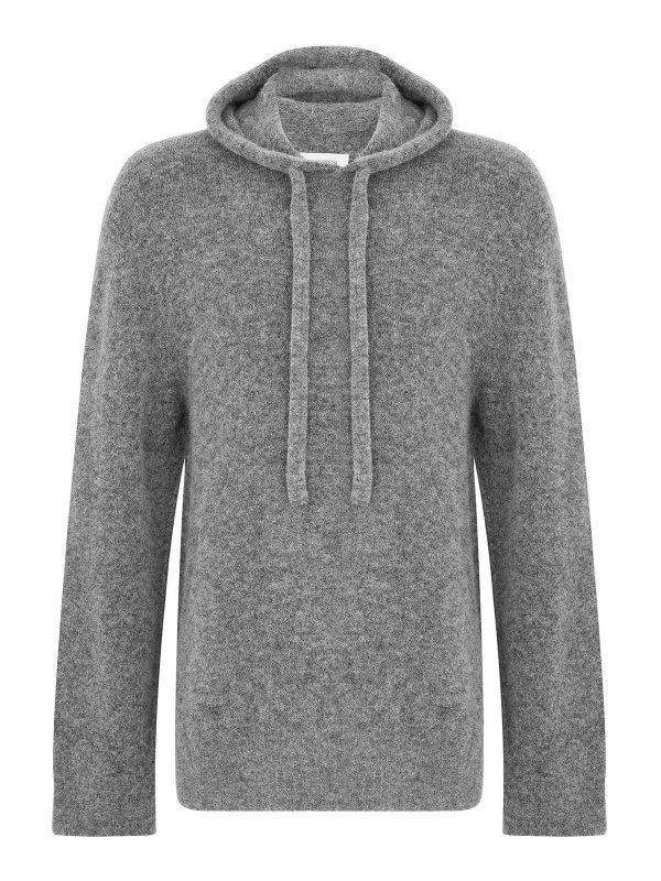 LANEUS: Sweatshirts & Sweaters - Gray Wool Hoodie