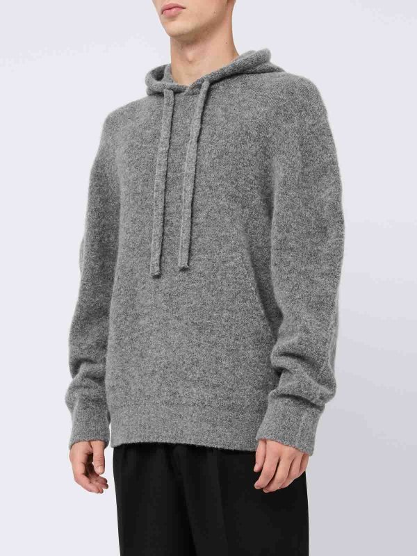 LANEUS: Sweatshirts & Sweaters online - Gray Wool Hoodie