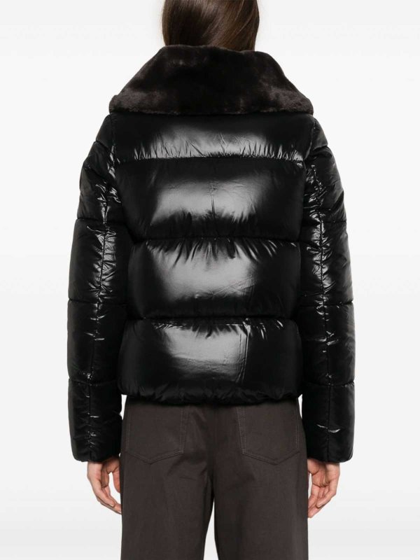 Short Black Moma Puffer Jacket With Fur shop online: Save The Duck
