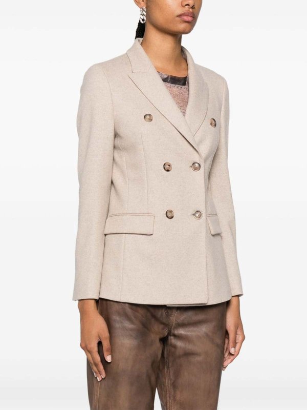 The Best Shops SEVENTY: blazers - Beige Double-Breasted Wool Blazer