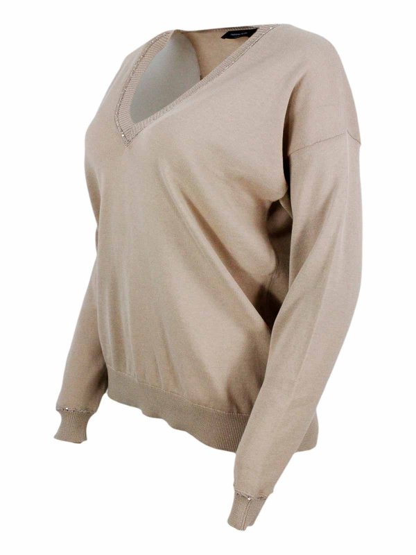 FABIANA FILIPPI: Col en V online - Pull À Col V - Marron