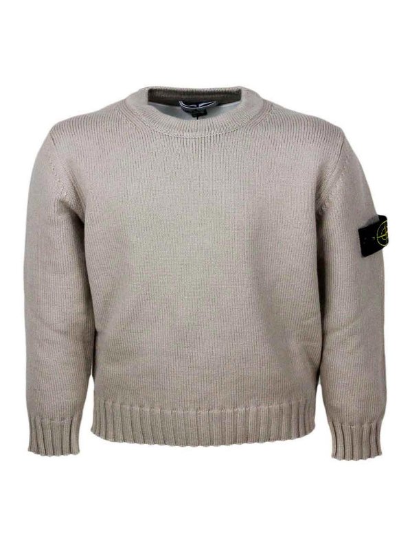 STONE ISLAND: Strickpullover mit Rundhalsausschnitt - Rundhalspullover - Braun