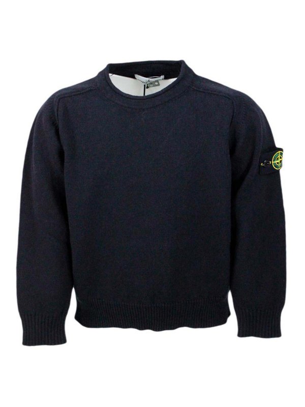 STONE ISLAND: Suéteres con cuello pico - Suéter Cuello Redondo - Azul