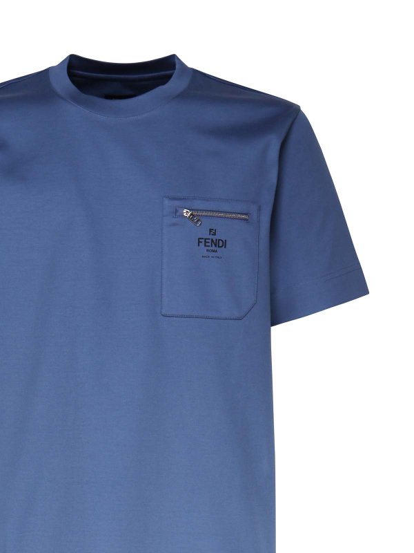 The Best Shops FENDI: t-shirts - Cotton T-Shirt With Zip Pocket