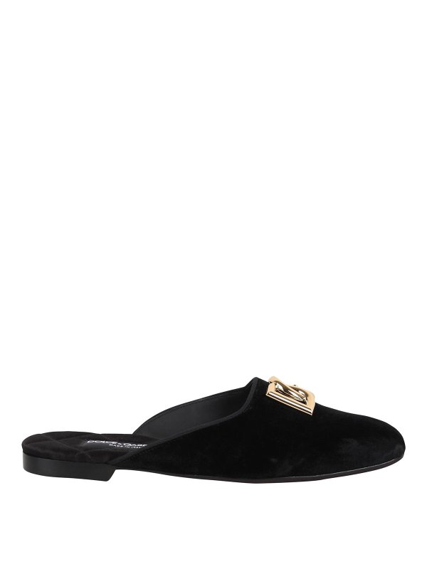 DOLCE & GABBANA: flip flops - Slippers With Logo Plaque