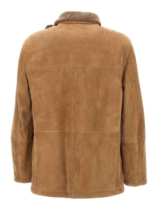 BRUNELLO CUCINELLI: leather jacket online - Single-Breasted Sheepskin Jacket