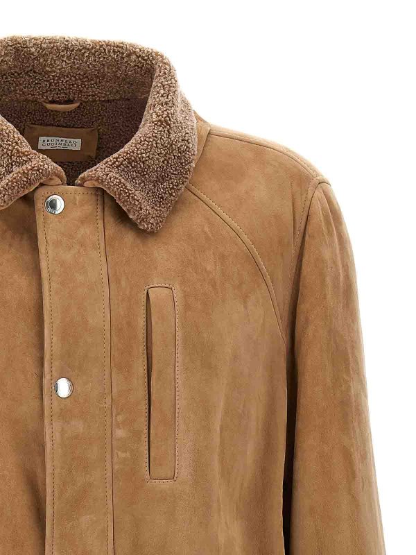 The Best Shops BRUNELLO CUCINELLI: leather jacket - Single-Breasted Sheepskin Jacket