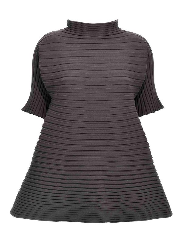 PLEATS PLEASE ISSEY MIYAKE: ブラウス - ブラウス - グレー