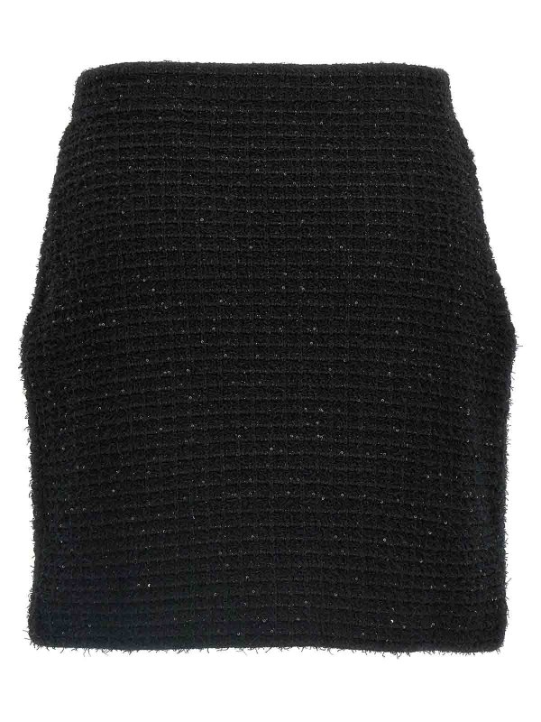 Self Portrait: mini skirts online - Black Textured Knit Mini Skirt