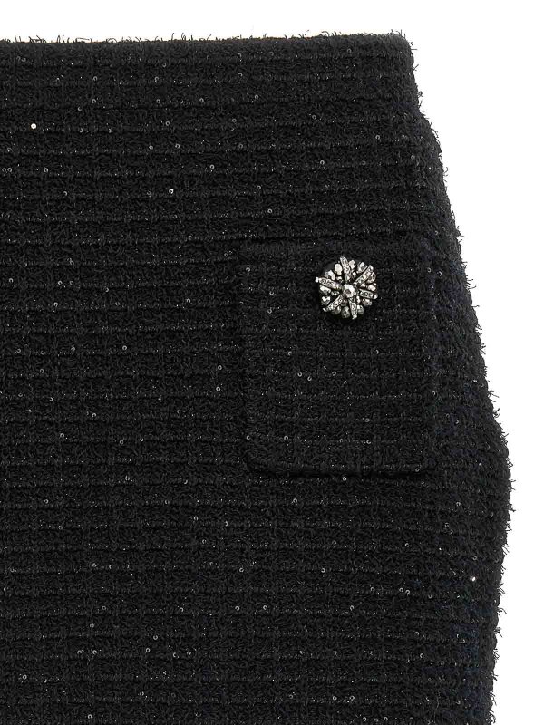 The Best Shops Self Portrait: mini skirts - Black Textured Knit Mini Skirt