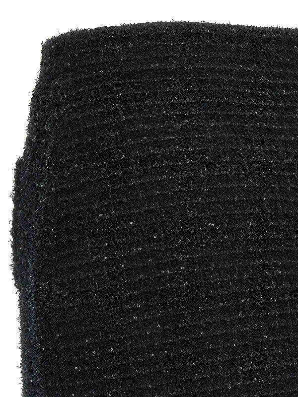 Black Textured Knit Mini Skirt shop online: Self Portrait