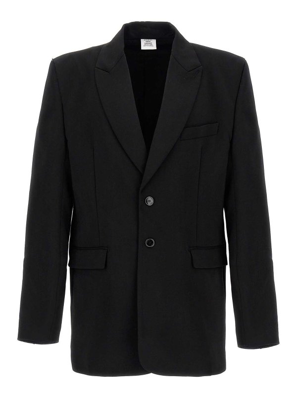 VETEMENTS: giacche blazer - Blazer con logo ricamato