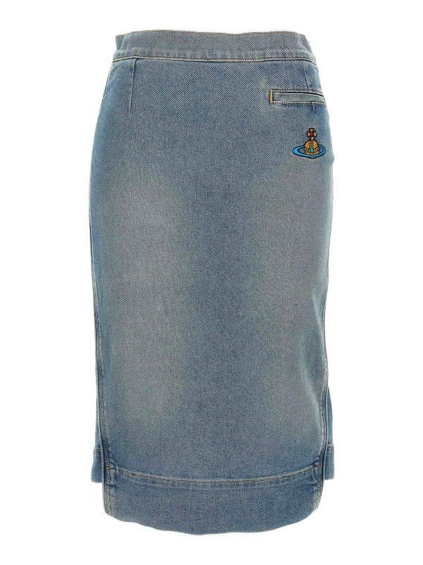 VIVIENNE WESTWOOD: Knee length skirts & Midi - Logo Embroidery Denim Skirt