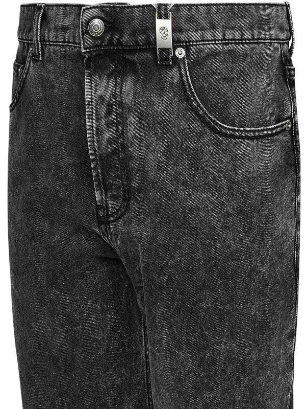 The Best Shops ALEXANDER MCQUEEN: bootcut jeans - Black Faded Cotton Denim Baggy Jeans