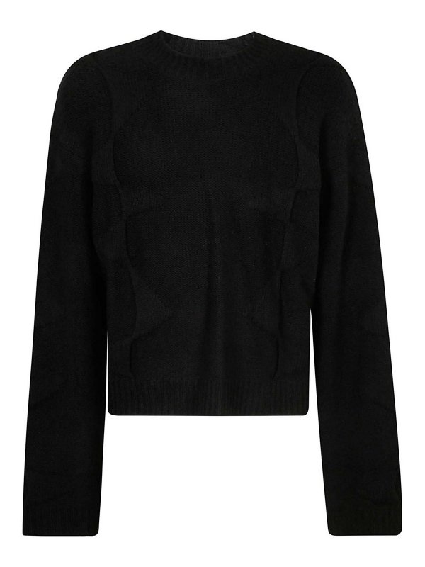 HELIOT EMIL: Strickpullover mit Rundhalsausschnitt - Rundhalspullover - Schwarz
