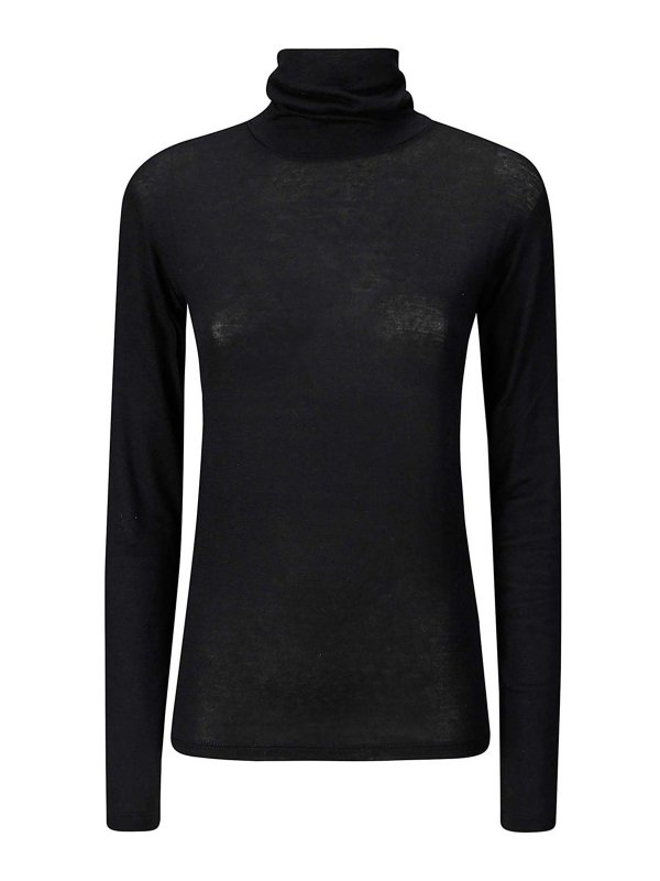 HIRA: t-shirts - Basic Modal High Neck Tshirt