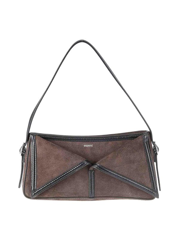COPERNI: cross body bags - Suede Belt Baguette Bag